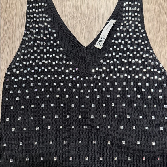 Zara Black Tank Top with Silver sparkles - Picture 2 of 5